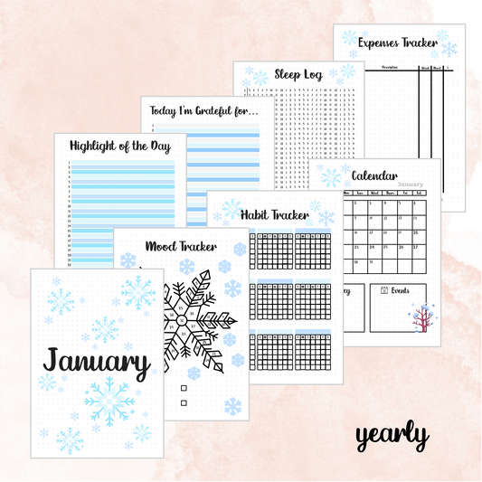 January Cold Themed Monthly Spreads | 2024