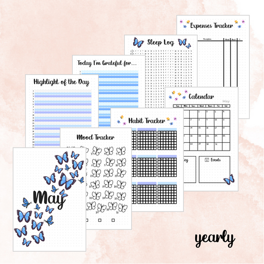 May Butterfly Themed Monthly Spreads | 2024