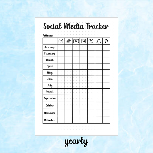 Digital Download PDF Social Media Tracker Page